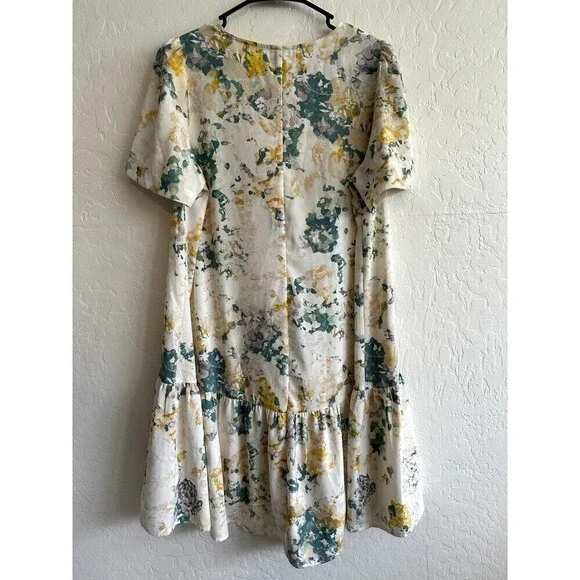 A New Day Short Sleeve Tie-Dye V-Neck Flare Dress Womens Size S White - Picture 13 of 16